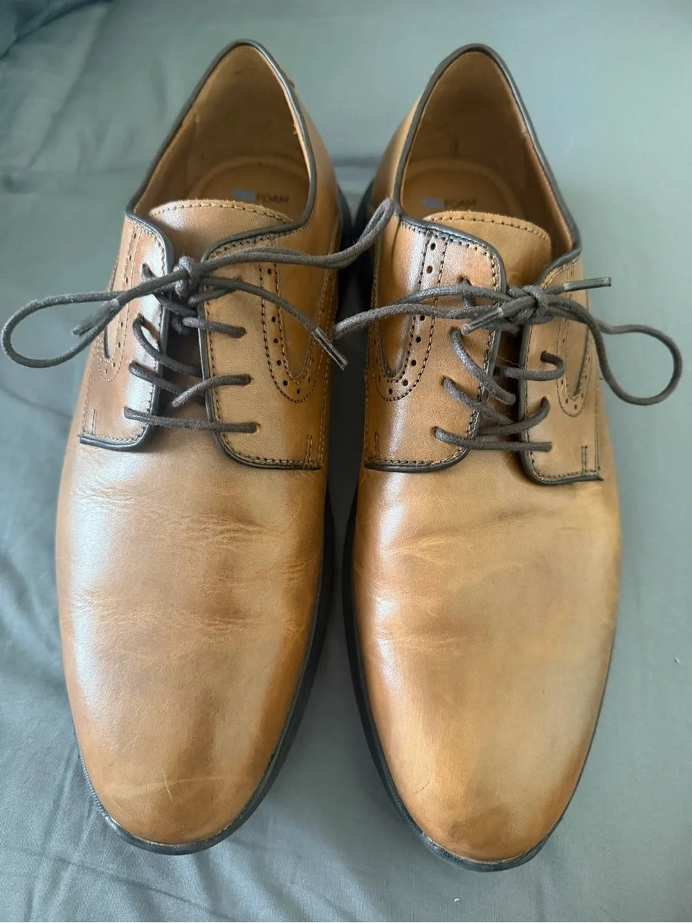 Johnston & Murphy Tan Leather Derby Lace-Up Shoes size 9 1/2 M